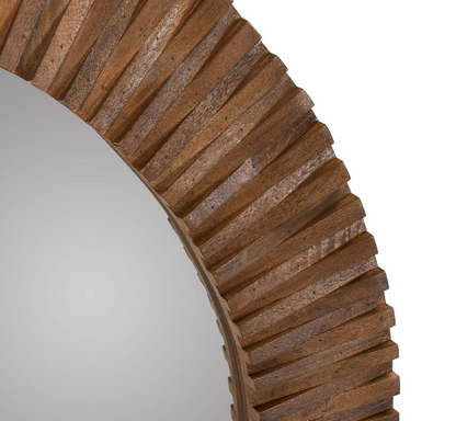 Nantucket 50" Round Wood Wall Mirror - Natural Brown