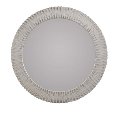 Nantucket 50" Round Wood Wall Mirror - White Wash