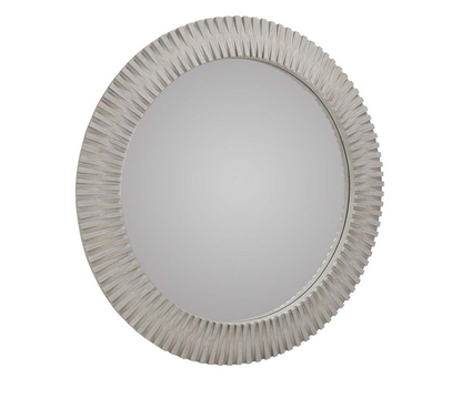 Nantucket 50" Round Wood Wall Mirror - White Wash