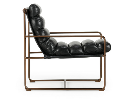 Brooklyn Top Grain Leather Accent Chair - Ebony + Iron