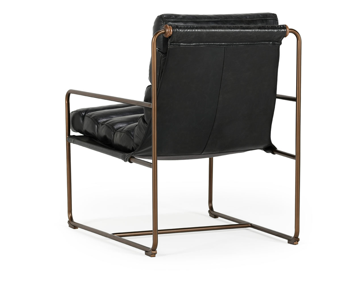 Brooklyn Top Grain Leather Accent Chair - Ebony + Iron