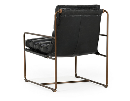 Brooklyn Top Grain Leather Accent Chair - Ebony + Iron