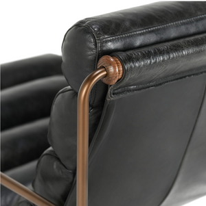 Brooklyn Top Grain Leather Accent Chair - Ebony + Iron