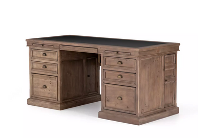 Harvey 69" Reclaimed Ash + Leather Executive Desk