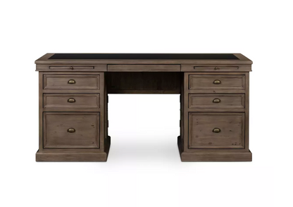 Harvey 69" Reclaimed Ash + Leather Executive Desk