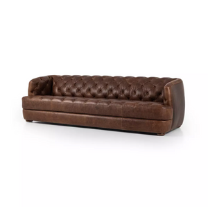 Paula 104" Italian Top Grain Leather Sofa - Cigar