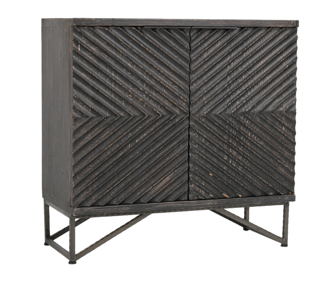 Braxton 39" 2 Door Cabinet - Distressed Black