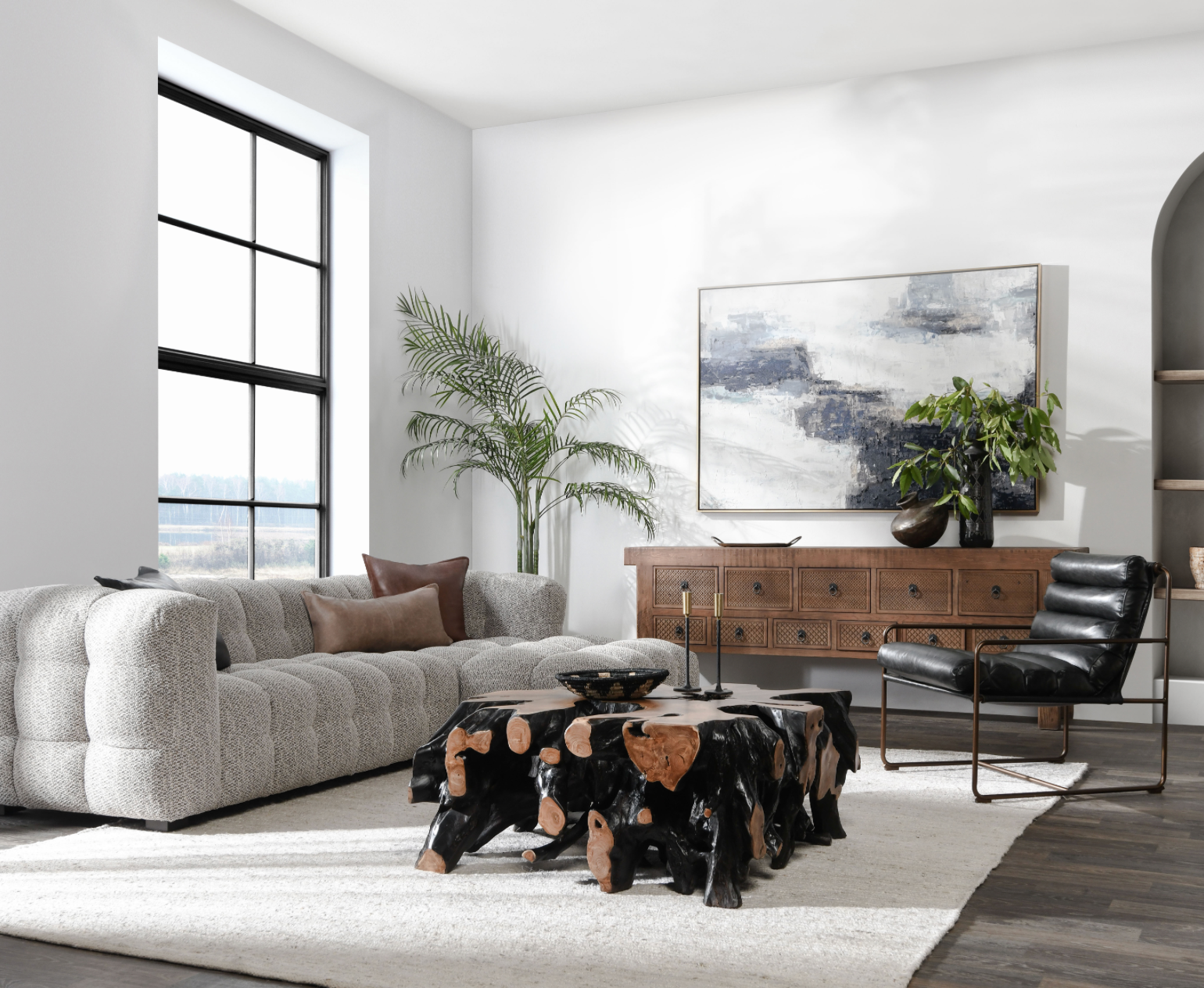 Aurora 40" Root Square Coffee Table - Black Natural