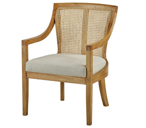 Sutton Occasional Chair - Putty + Natural Rattan
