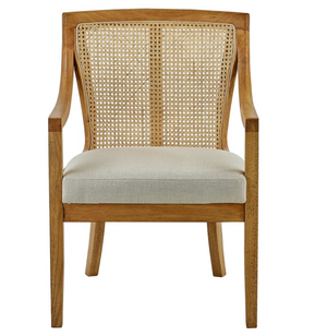 Sutton Occasional Chair - Putty + Natural Rattan