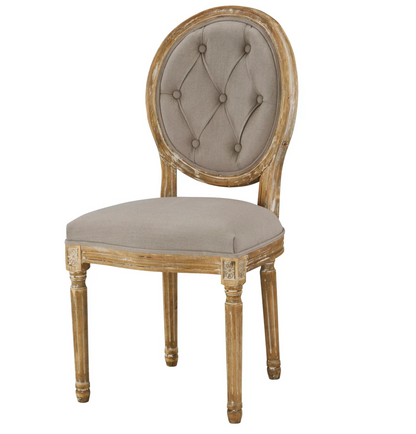 Gretel Tufted Dining Chairs - Dove Grey + Natural