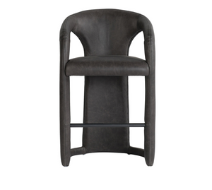 Arden 26" Distressed Leather Counter Stool - Charcoal
