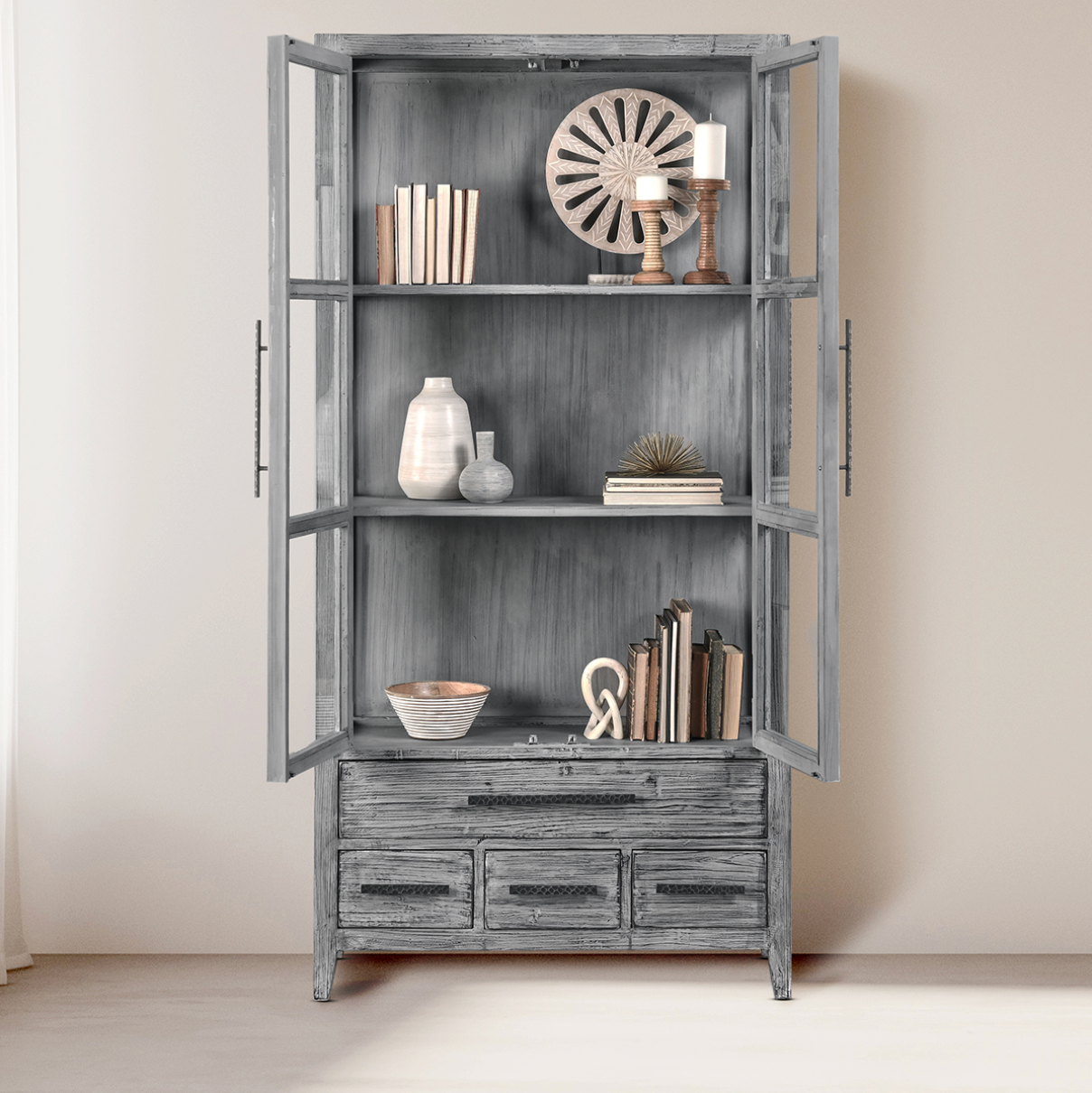 Willow 43" 2 Door 4 Drawer Tall Cabinet - Antique Blue