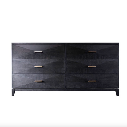 Astrid 64" Six Drawer Dresser - Onyx Oak