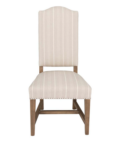Melrose Upholstered Dining Chair - Striped Linen + Ash