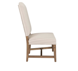 Melrose Upholstered Dining Chair - Striped Linen + Ash