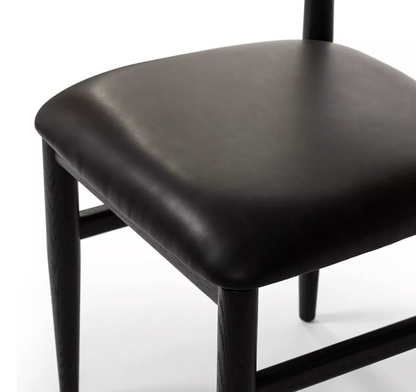 Mayer Oak Dining Chair - Ebony + Espresso Leather