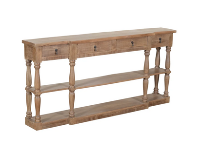 Graham 72" 4 Drawer Narrow Console Table - Rustic Brown