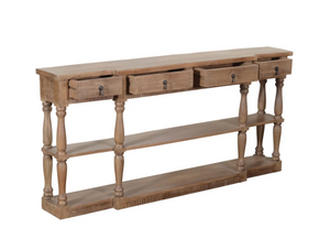 Graham 72" 4 Drawer Narrow Console Table - Rustic Brown