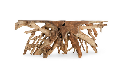 Crete 98" Natural Teak Root Console Table