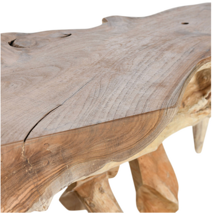 Crete 98" Natural Teak Root Console Table