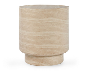 Ember 18" Round End Table  - Travertine