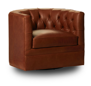 Penelope 33" Leather Swivel - Tobacco