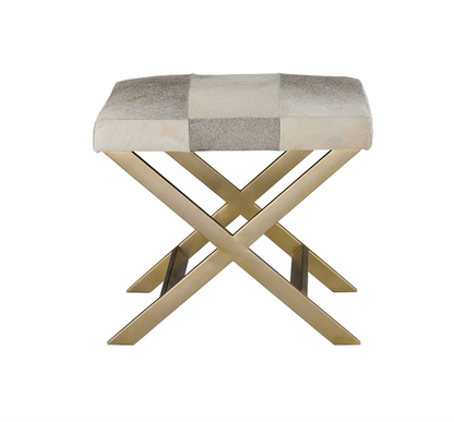 Griffin 23" Cross Ottoman - Frosted Hide