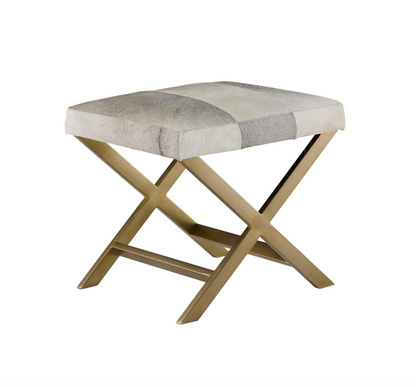 Griffin 23" Cross Ottoman - Frosted Hide