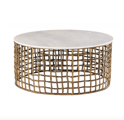 Luna 38" Coffee Table - Cloud Marble