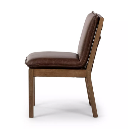 Elara 20" Top Grain Leather Dining Chair - Havana Brown
