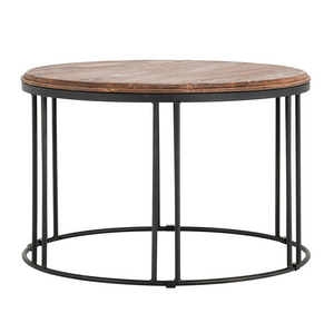 Adrian 28" Round Coffee Table - Natural + Iron