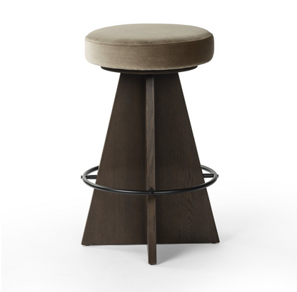 Orion Swivel Counter Stool - Khaki + Burnt Oak
