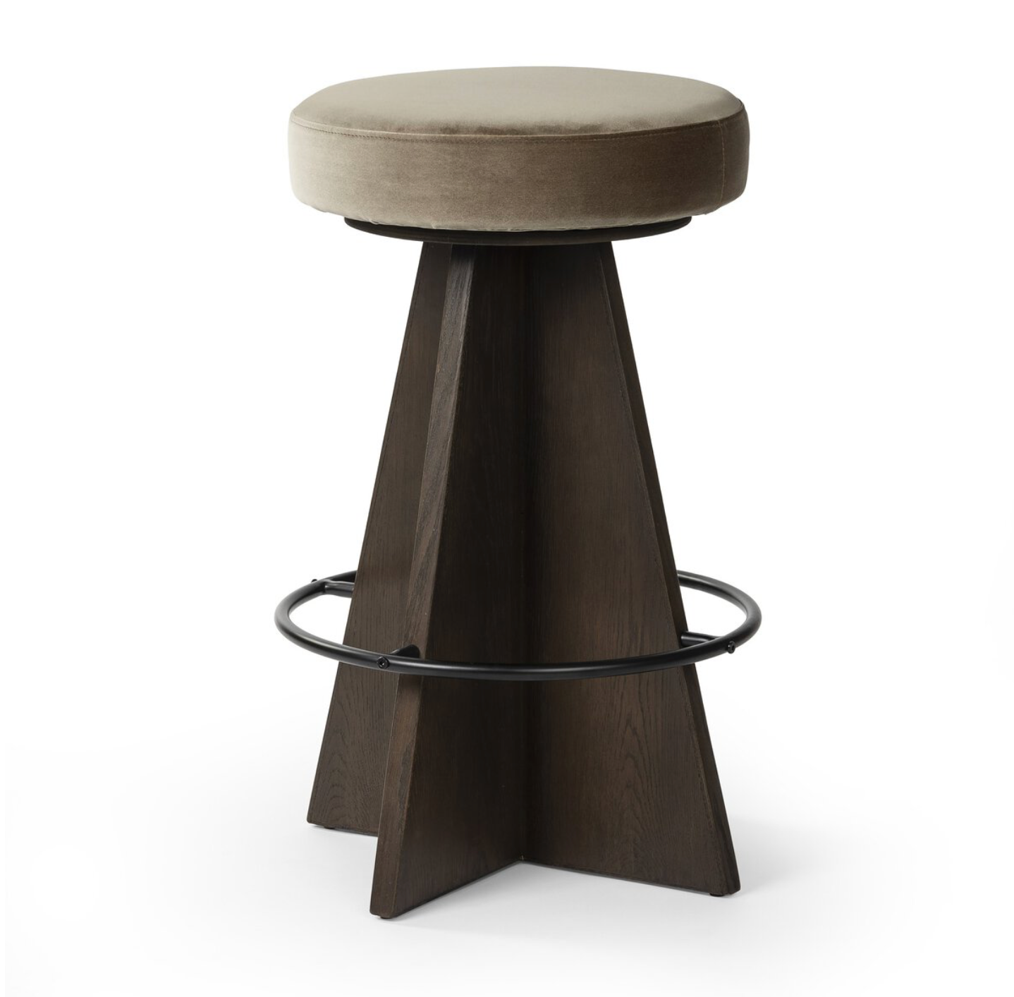 Orion Swivel Counter Stool - Khaki + Burnt Oak