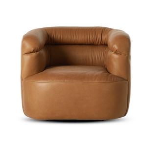 Pandora 36" Top Grain Leather Swivel Chair - Brickhouse Butterscotch