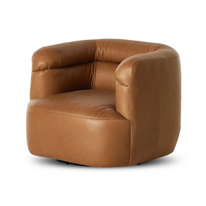 Pandora 36" Top Grain Leather Swivel Chair - Brickhouse Butterscotch