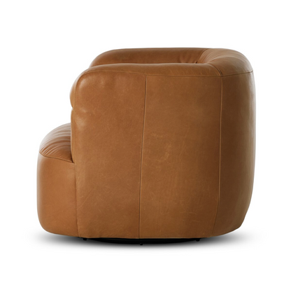 Pandora 36" Top Grain Leather Swivel Chair - Brickhouse Butterscotch