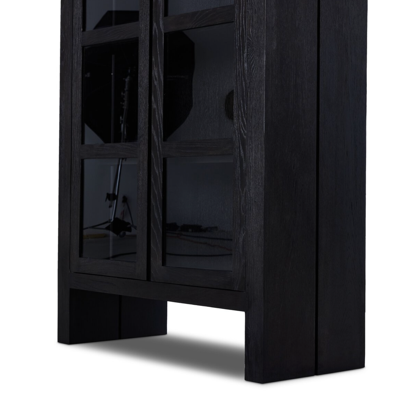 Vesper 42" 2 Door Glass Front Cabinet - Worn Black