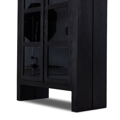 Vesper 42" 2 Door Glass Front Cabinet - Worn Black