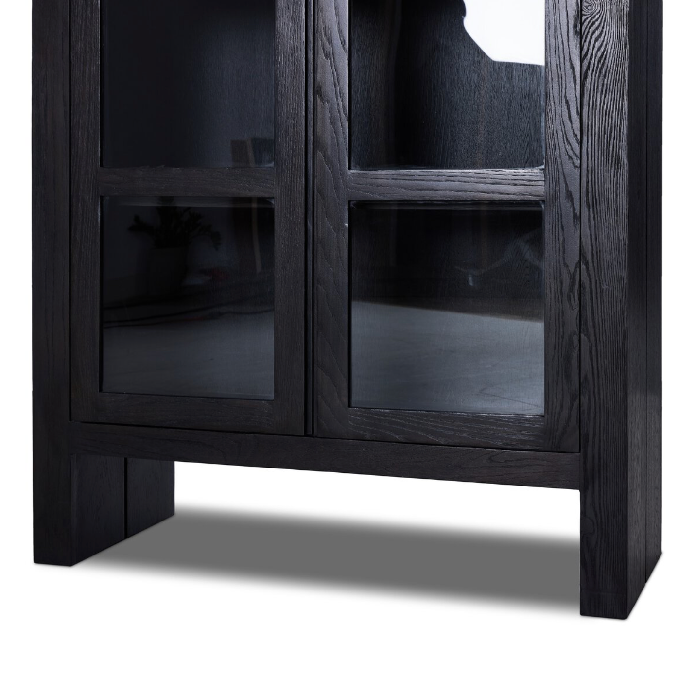 Vesper 42" 2 Door Glass Front Cabinet - Worn Black