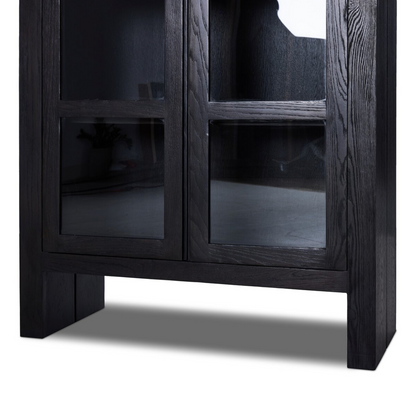 Vesper 42" 2 Door Glass Front Cabinet - Worn Black