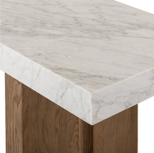 Embera 86" Console Table - White Carrara Marble
