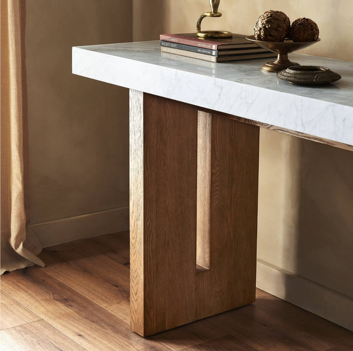 Embera 86" Console Table - White Carrara Marble