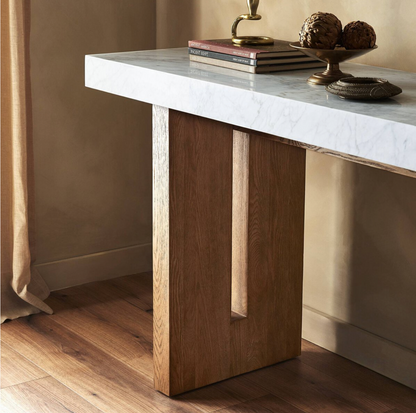 Embera 86" Console Table - White Carrara Marble