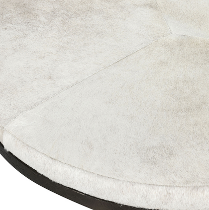 Calista 36" Cowhide + Hammered Iron Coffee Table - Frost