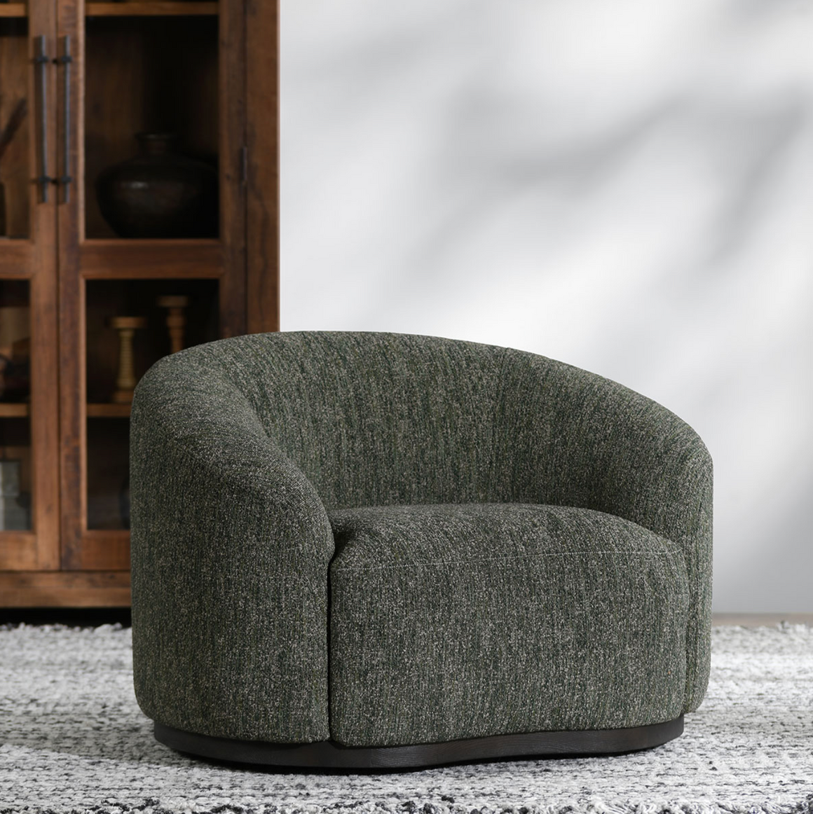 Harper Swivel Accent Chair - Ivory Green