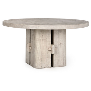 Valentina 60" Round Dining Table - White Wash