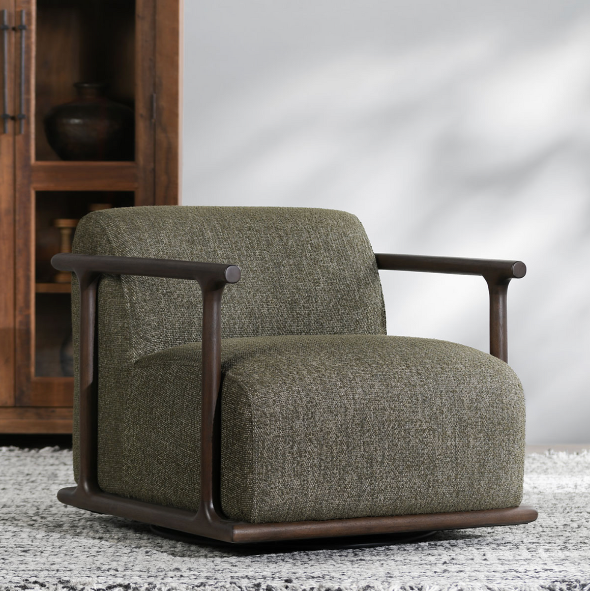 Melody 33" Swivel Accent Chair - Kale Green