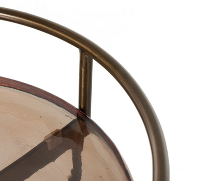 Miranda 21" Bar Cart - Dark Brass + Smoked Glass