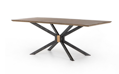 Spinnaker 79" Brass Clad Top Dining Table - Oak + Iron